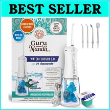 Portable UV Water Flosser 3.0 with 24 Aquapods for Fresh Breath on-the-go