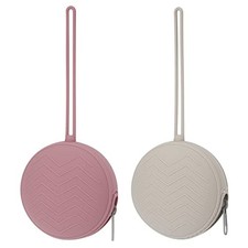 2 Pack Silicone Pacifier Holder Case, Light Grey/Power Rose