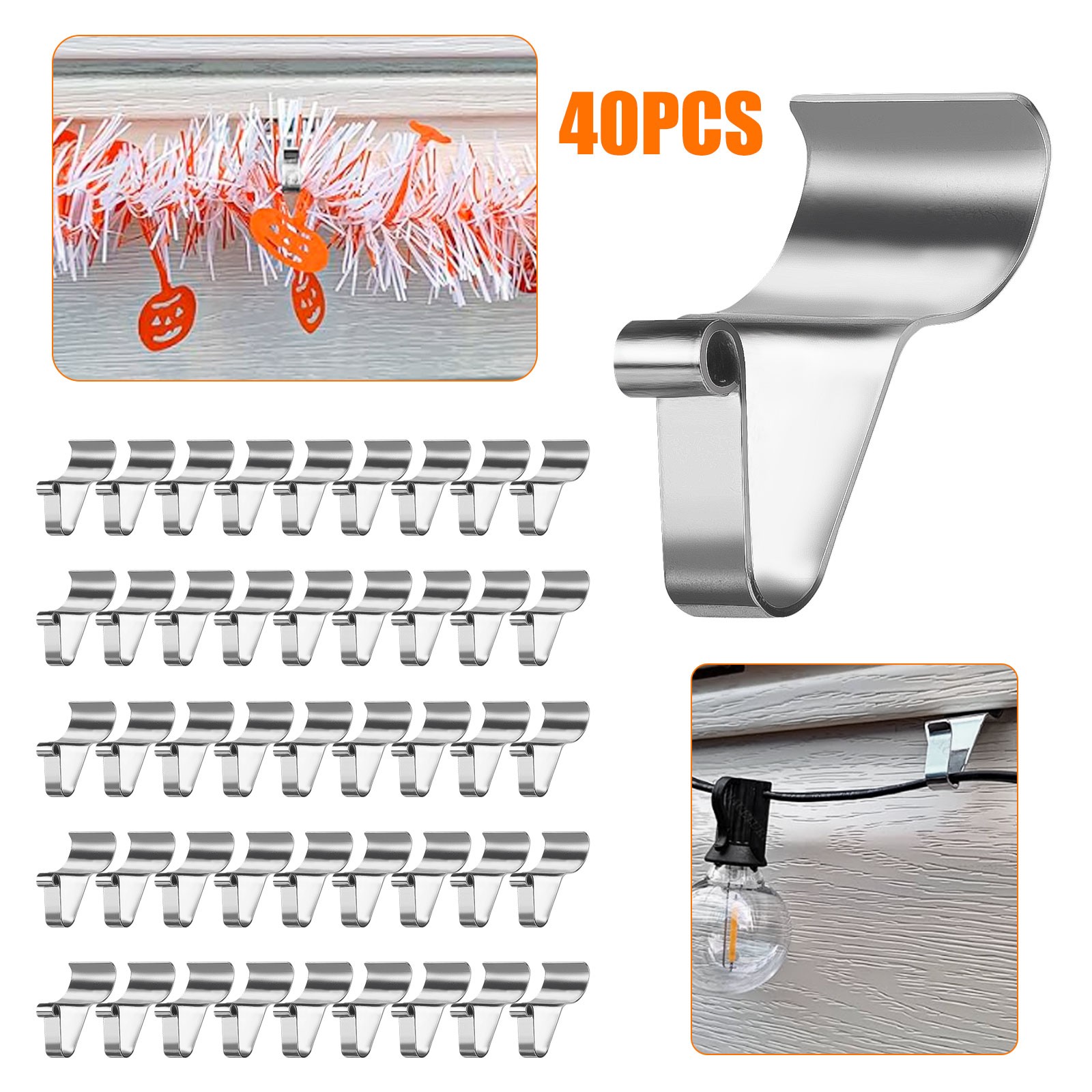 40 Stainless Steel Vinyl Siding Hooks - No-Hole Hangers for Wall Decor