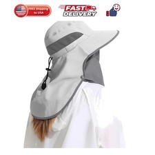 Outdoor Sun Hat Detachable Neck Face Flap UPF 50 UV Protection Visor Fishing ...