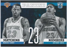 2012-13 Panini Matching Numbers ANTHONY DAVIS Pelicans MARCUS CAMBY Knicks
