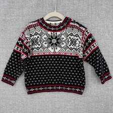 Hanna Andersson Kids Sweater Sz 3/90 Nordic Snowflake Nordic Knit Red Cotton