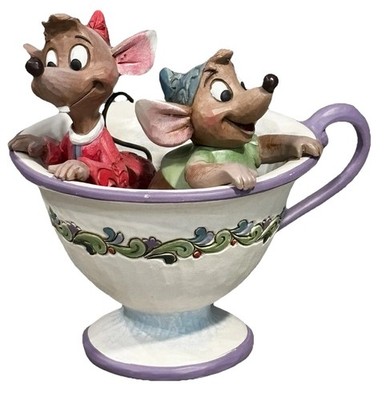 SIGNED Jim Shore Disney Traditions Jaq and Gus  Tea For Two  NO BOX  Enesco