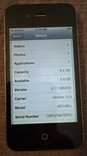 iPhone 4 Black Verizon A1349 8GB CDMA Fast Ship Good Used IOS 5.1.1 Back