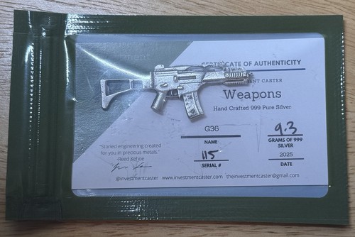 3 Investment Caster Silver 2 - M16, 1 - G36 - Hand Poured - .999 Silver Grams - Picture 2 of 7