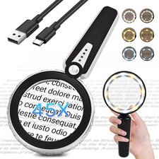 45X Magnifying Glass with Light, 4.6-Inch 1200mAh USB Rechargeable, 6 Color Mode