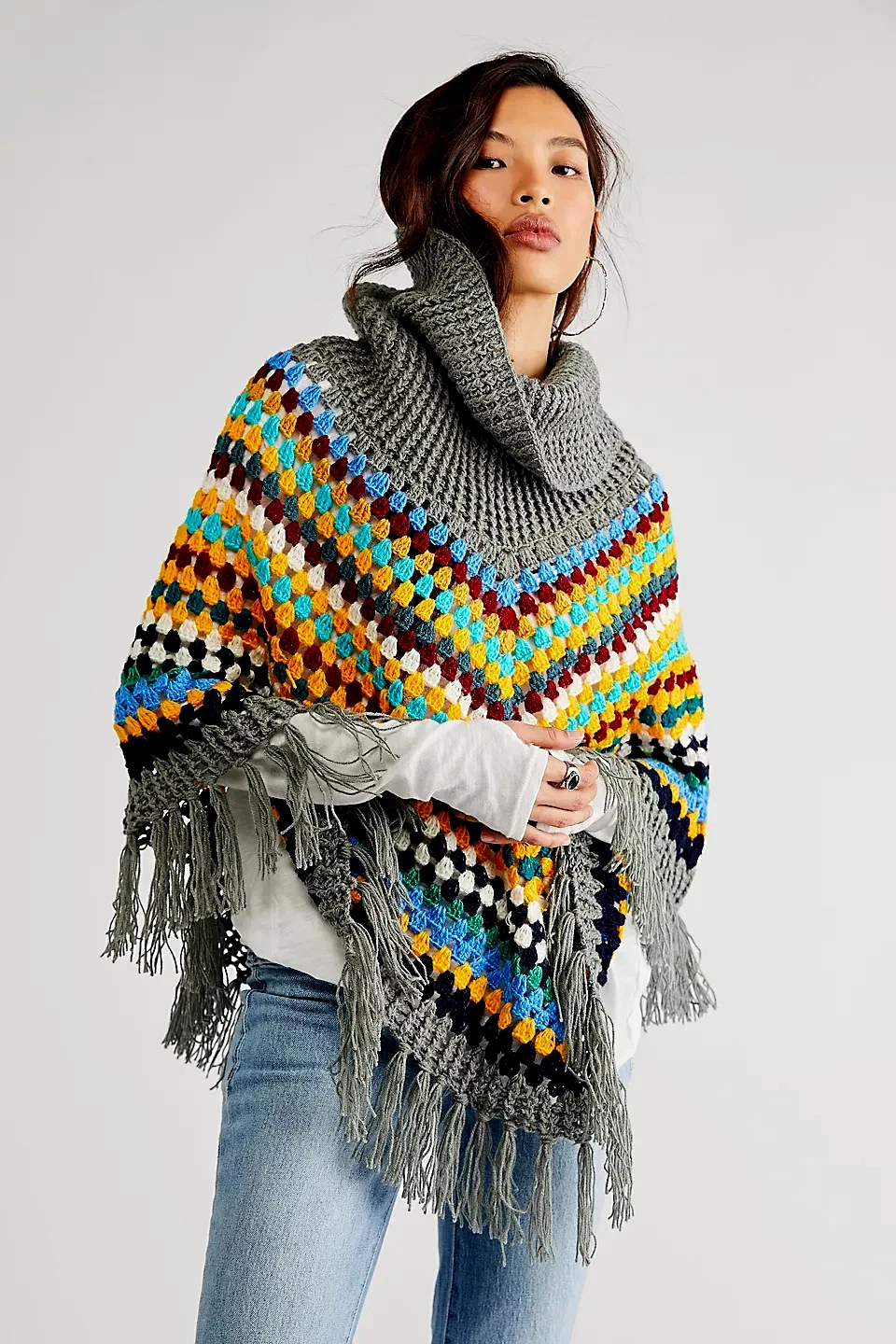 Free People Crochet Multi-Color Poncho - One Size
Opens in a new window or tab