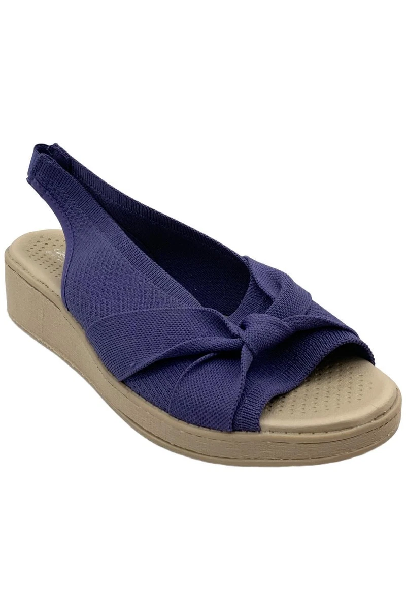 Sandali Donna Bzees Starlet Con Zeppa E Strass - Tomaia Elasticizzata, Lavabili, Blu Navy (Taglia 35 EU) - 2