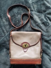 VTG Dooney  Bourke Taupe  Tan Cavalry Spectator Medium Crossbody Bag 90's