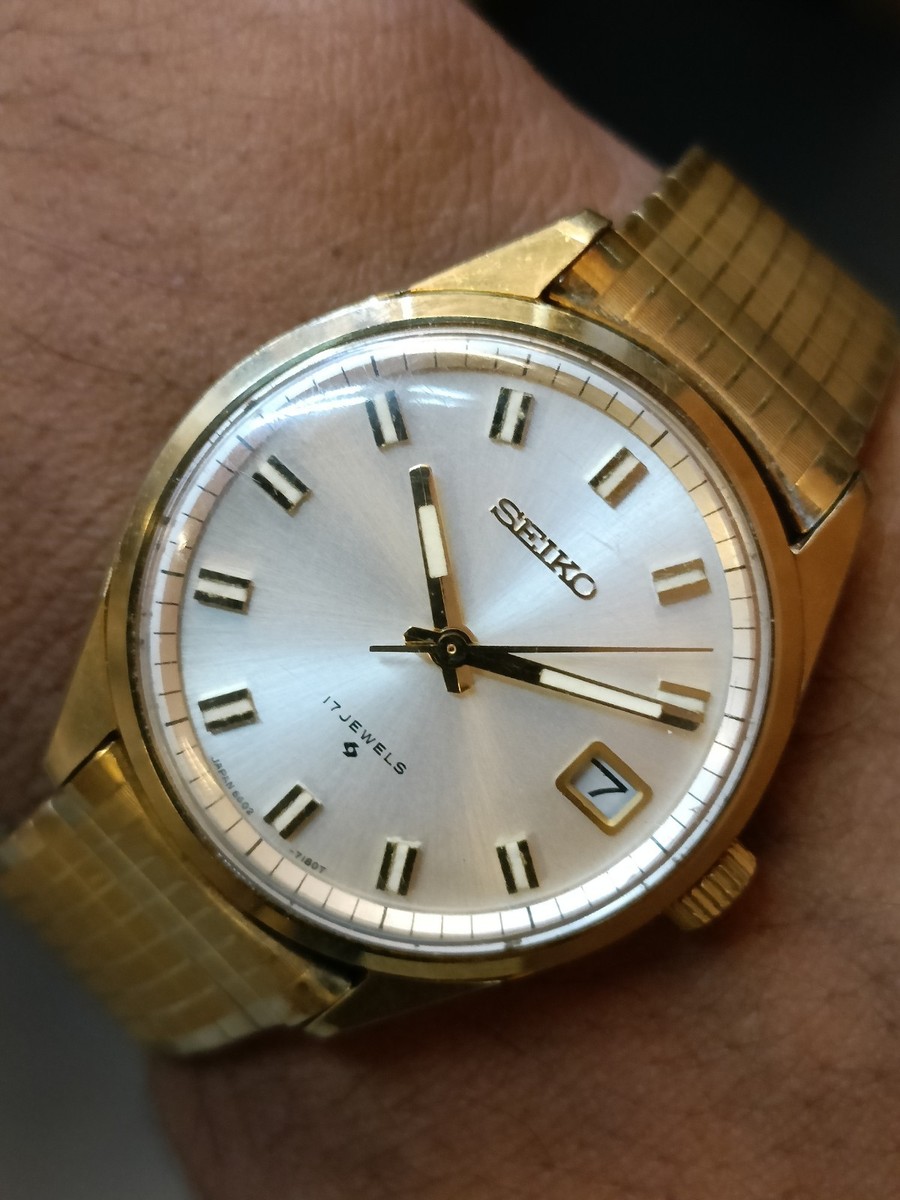 VINTAGE SEIKO GP 17J WINDING SILVER DIAL 6602-7040 JAPAN MEN'S