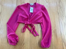 NWT Flounce London Crop Top With Wrap Detail In Fuschia Pink Size US 4