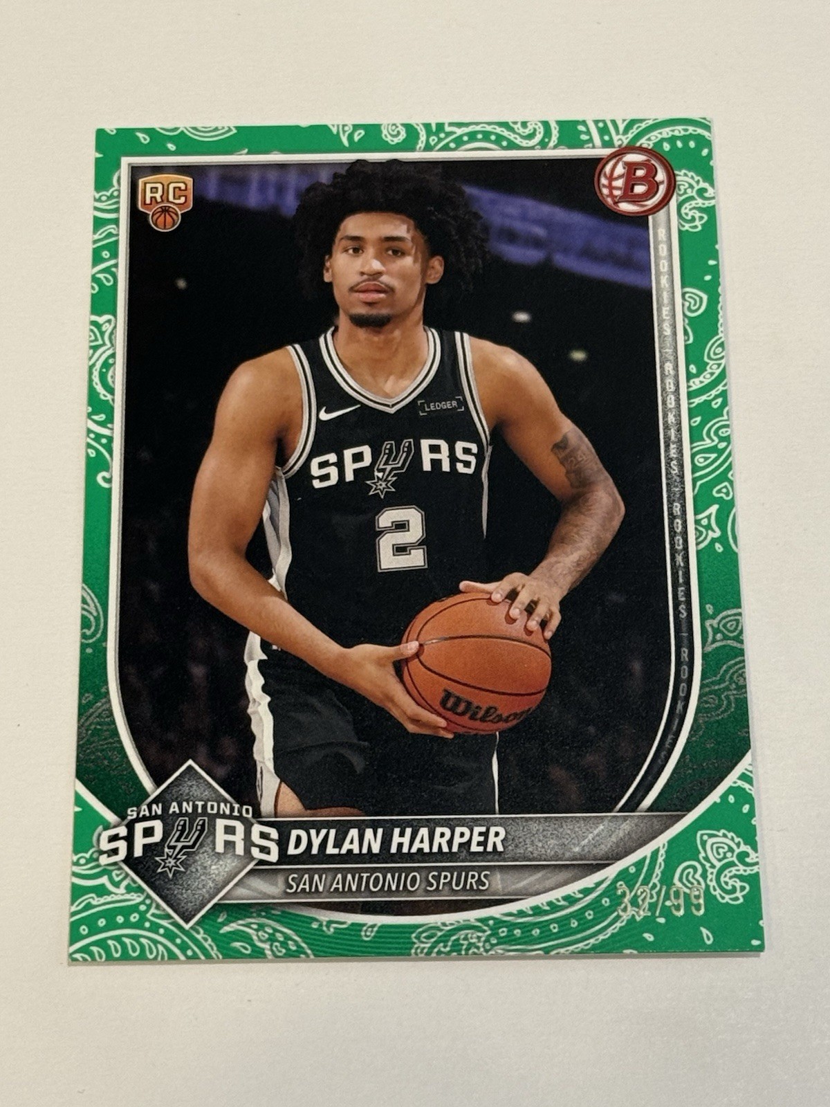2025 Bowman - Dylan Harper RC #2 Green Paisley #/99 SPURS