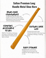 Salton Extra Long 18-Inch Metal Shoe Horn - Durable Russian-Made Footwear Aid