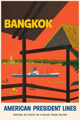  ️ Bangkok Travel Poster - 1950s Style 16x24  Premium Matte Paper 200gsm