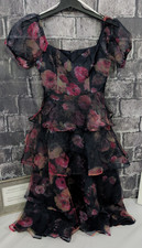 Lulus Oh-So Stunning Multicolor Floral Organza Tiered Midi Dress Size Small NWT!