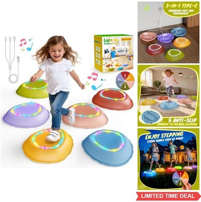 Rechargeable Stepping Stones 6 Pack Non-Slip Balance Sensory Toys Lights Music