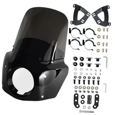 Motorcycle Fairing Windshield Kit, 5.75" Headlight Fairing 15" light smoke