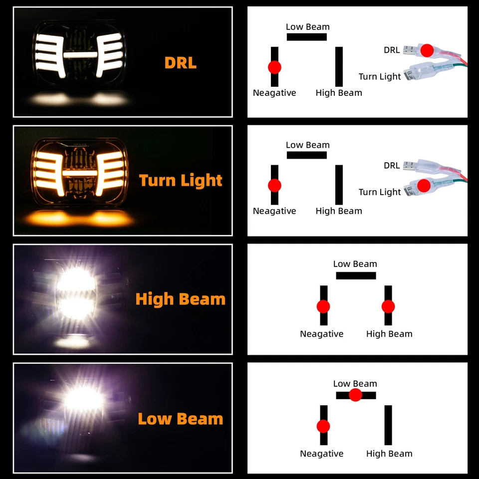 7X6" Color Change RGB SMD  LED Halo Angel Eye Headlight Halogen Light Bulb Pair - Image 4 of 4