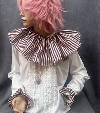 Vtg clown Ruff costume ruffle collar  Cuffs Clowncore Purple White Striped