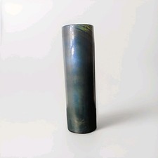 art glass vase Iridescent Blue Gray Cylindrical 15 Inch