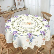 1 Piece of Bright Floral-Themed Tablecloth, Round and Square Table Covers with V