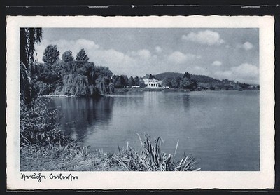 Iserlohn, shore view at Lake Seilersee, postcard 1942 