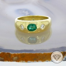 Wert 2.100,- Smaragd Diamant Ring 585er / 14 Kt Gelb Gold XXYY