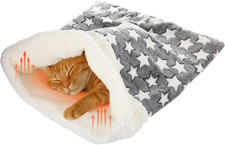 Self Heating Cat Sleeping Bag Indoor Self Warming Cat Bed Cave Heated Pad Cozy S