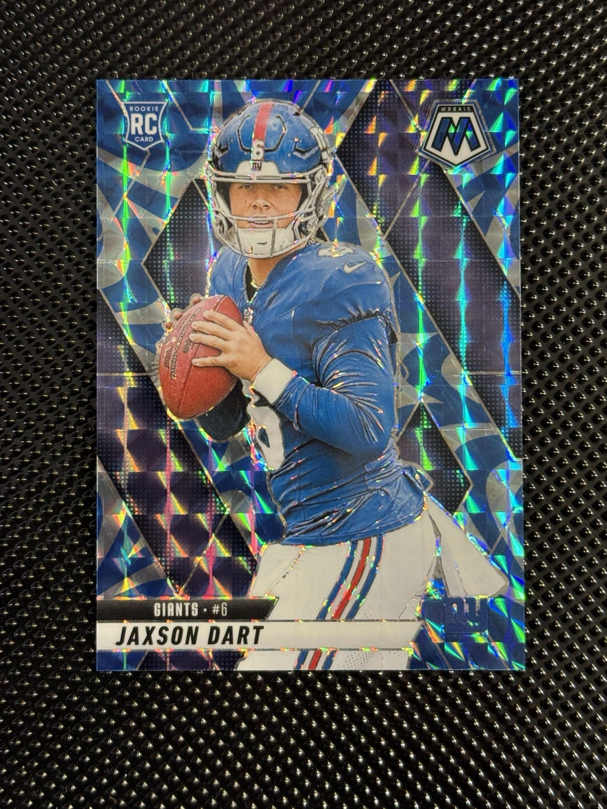 2025 Mosaic Football Jaxson Dart Reactive Blue Prizm RC #362 New York Giants