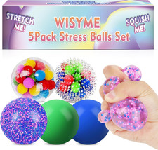 5PACK Stress Balls for Adults Size 2.36 Inches, Squishy Balls for Adults Stress