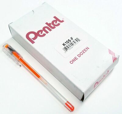 NEW Pentel 12-PACK Hybrid Gel Roller Ball Pen ORANGE Waterproof Ink Fine .3mm