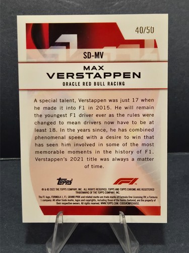 2022 Topps Chrome Formula 1 F1 Max Verstappen Gold Wave Speed Demons 40/50 - Picture 2 of 3