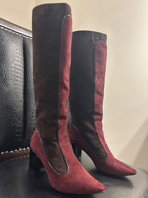 FABRIZIO VITI Vintage Suede Red and Brown Boots sz 38 1/2 (Size 7 1/2 - 8 US)