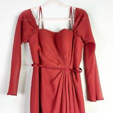 Azazie Bridesmaid Maxi Dress Pleated chiffon in terracota sz A6