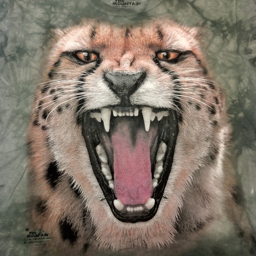 The Mountain Leopard Face T Shirt Youth XL Green Tie Dye Animal Cat Nature - Picture 5 of 8