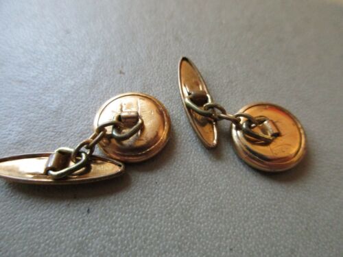 GEMELOS ANTIGUOS DE COLECCIÓN INGLESES ART DECO RELLENOS DE ORO PARA CABALLEROS ESLABONES DE CADENA PARA HOMBRE ANTIGUOS - Imagen 2 de 3