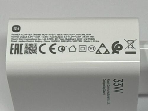 Xiaomi MDY-16-EF Power Adapter USB Fast Charger 33W EU wall Charge Universal Fit - Picture 7 of 12