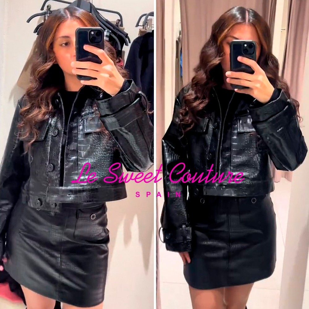 ZARA WOMAN NWT FW24 BLACK FAUX LEATHER JACKET ALL SIZES 1689