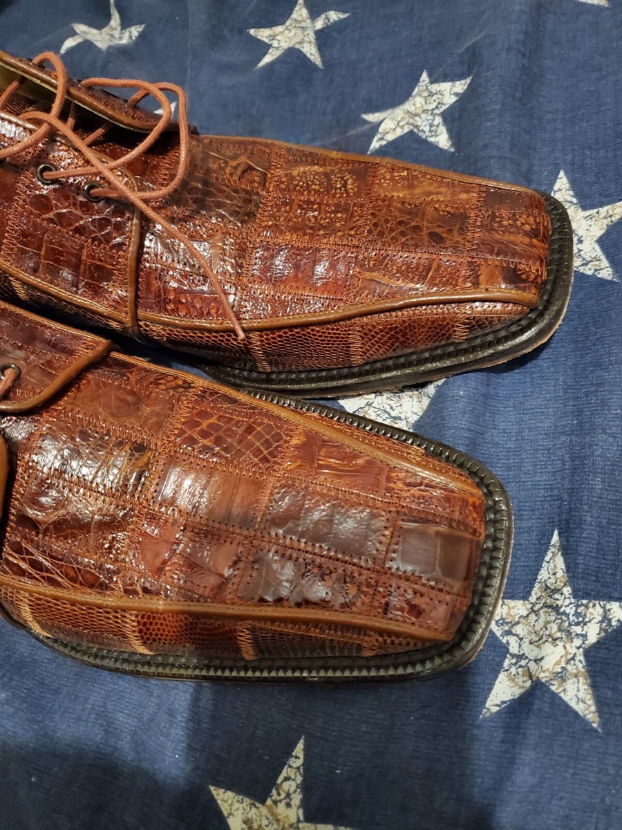 David Eden Mens Crocodile/Lizard Oxfords Sz 11.5M Brown  display picture 1