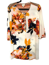 Anthropologie Dress Womens Size Medium White Floral Fig and Flower