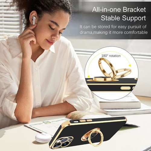 Für iPhone 16/15/14/13/12/11 Pro Max Stoßfest Ständer Finger + Ring Hülle Cover - Bild 95 von 188