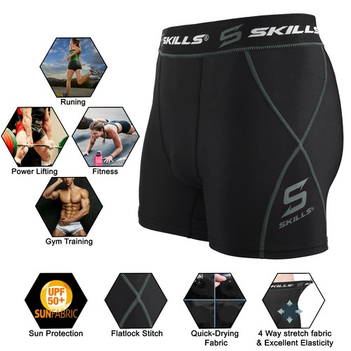 Mens Compression Boxer Shorts Base-layers Sports Briefs skin fit gym pants - Picture 34 of 45
