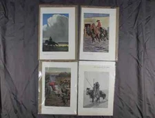 4 Western Magazine Illustrations 3-Maynard Dixon 1-Fredrick Remington 1891 & 190