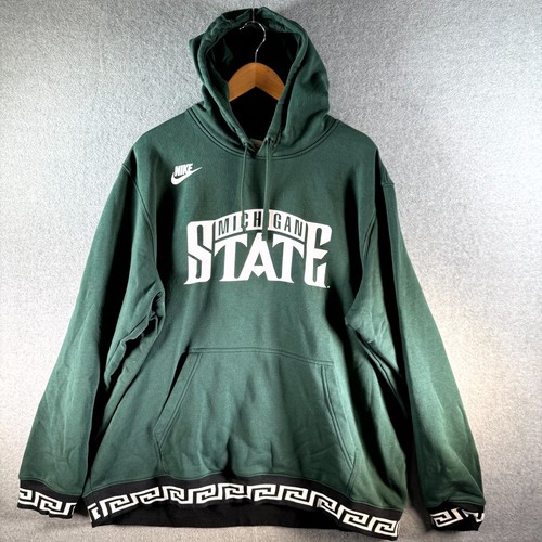 Nike Sudadera con Capucha Hombres 3XL Verde Michigan State Spartans Fútbol Polar Forrado Pullover