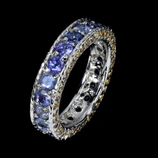 925 Sterling Silver Ring Round Tanzanite Sapphire Natural Gemstone Jewelry 6.5