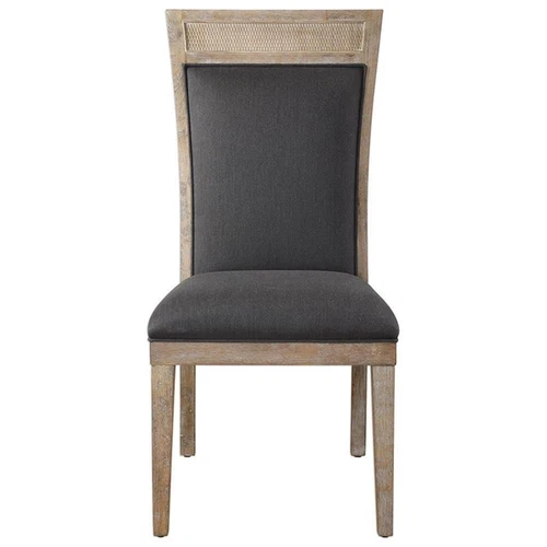 Uttermost Encore Wood Rattan and Fabric Accent Chair in Dark Gray - Picture 1 of 8