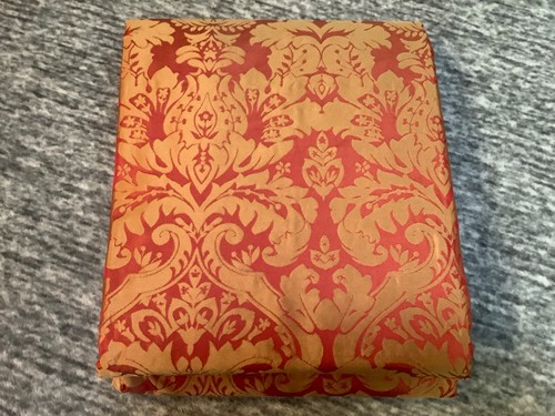 Pier 1 Imports Damask Window Curtain Panel (1) Rich Red Gold Striped 54" x 84" - Picture 9 of 11