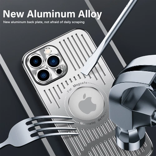 For iPhone 16 15 Pro Max 14 13 12 Heat Dissipation Magnetic Mag Safe Alloy Case - Picture 11 of 25