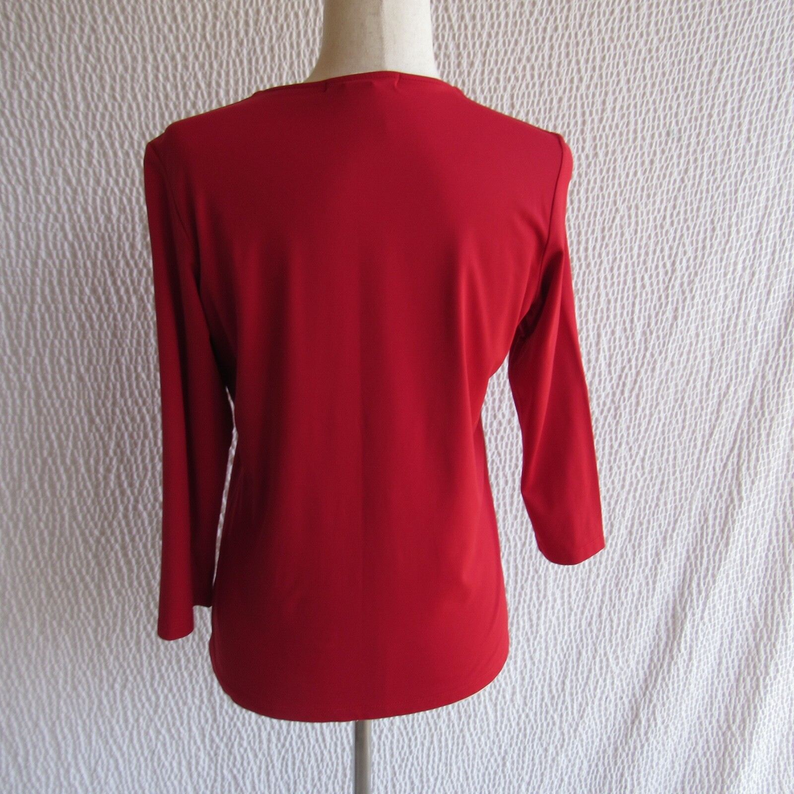 Solid Red Nylon Stretch Vneck Pullover Shirt top … - image 6
