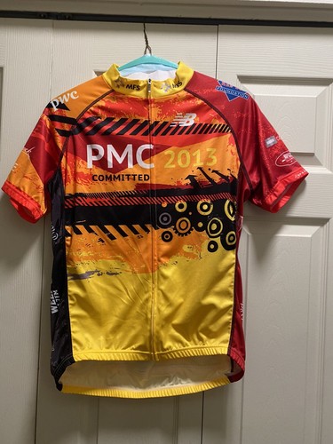 New Balance Cycling Jersey Size Large Yellow Orange 2013 Pan-Mass - Picture 2 of 24